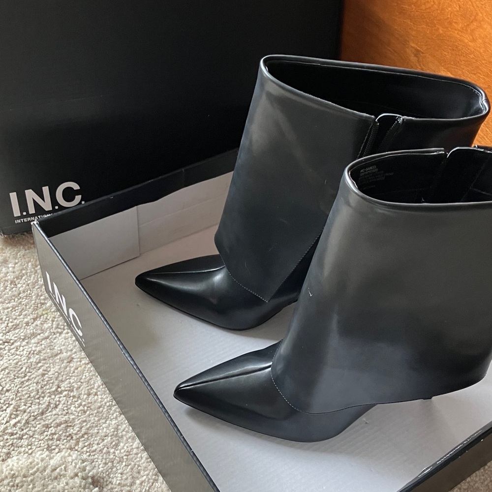 INC International Concepts Sleek Black Heeled Boots
